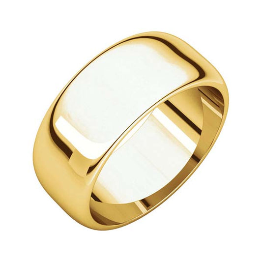 10k Yellow Gold 8mm. High Polished Traditional Domed Wedding Band