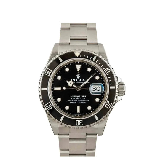 Rolex Submariner 40mm Date Black Dial & Bezel Stainless Steel Watch 16610LN
