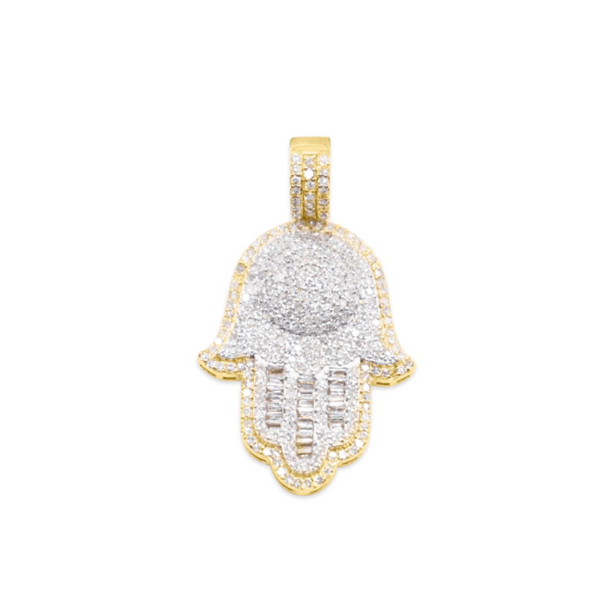 10K Gold Diamond Hamsa Pendant 1.25CT