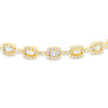 4mm 10K Gold Diamond Baguette Bracelet