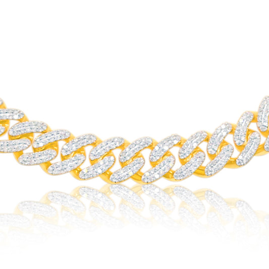 9.8mm 10K Gold Diamond Iced Out Infinity Link Chain