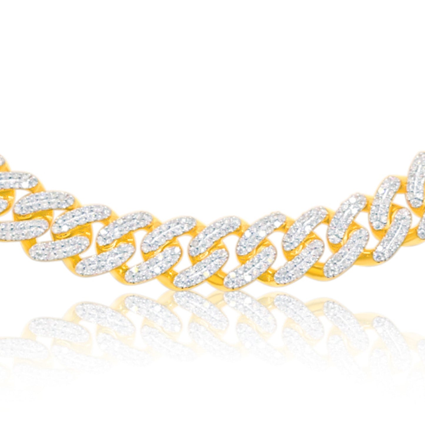 9.8mm 10K Gold Diamond Iced Out Infinity Link Chain