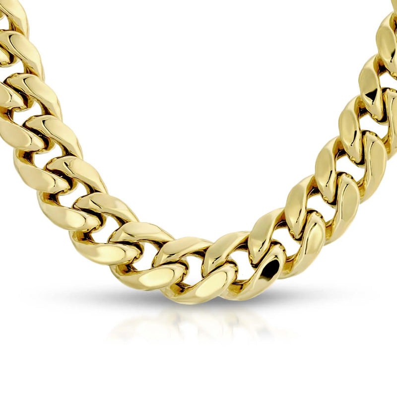 9mm 10K Hollow Gold Miami Cuban Chain