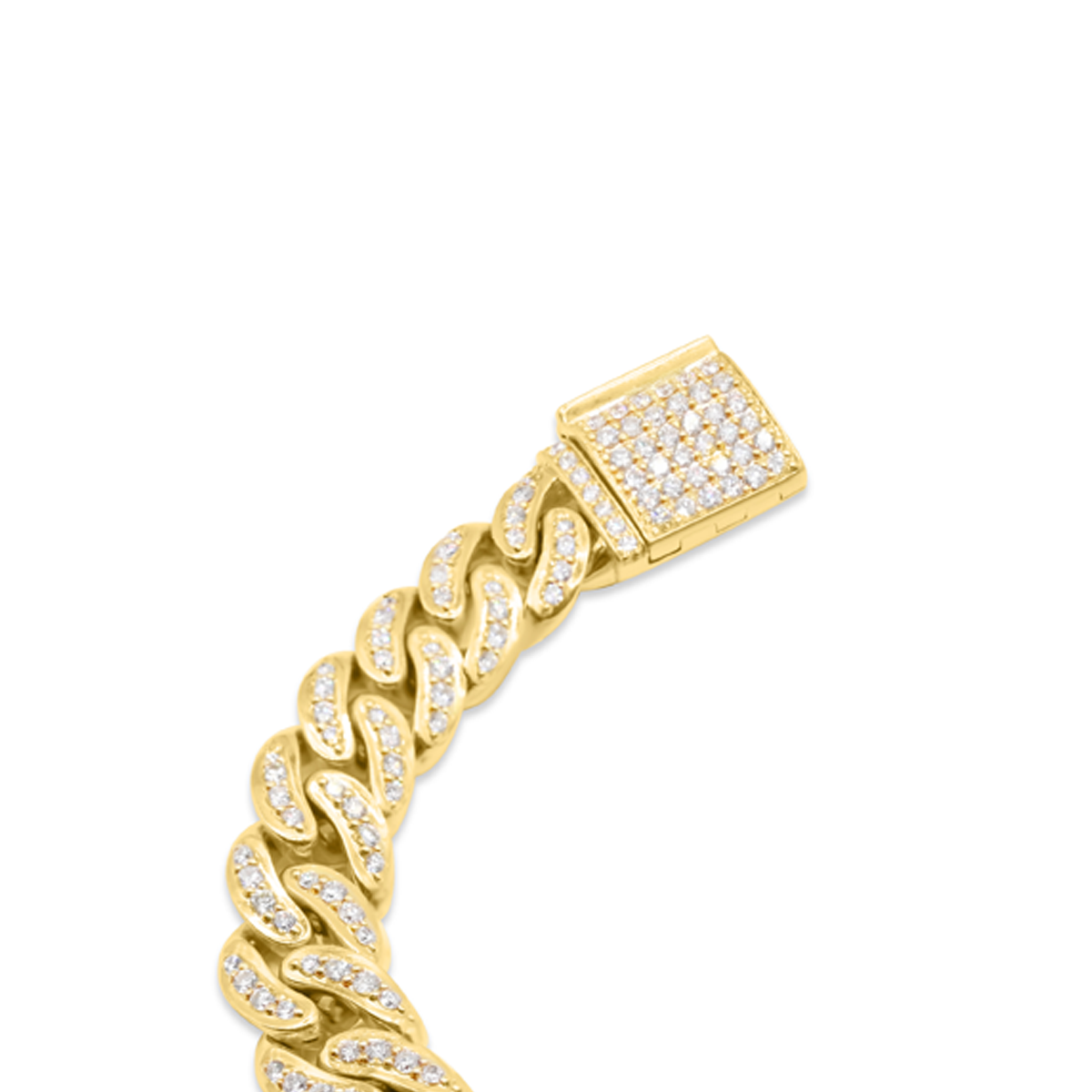 8.5mm 10K Yellow Cuban Gold Diamond Bracelet