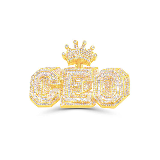 10K Yellow Gold Diamond CEO Pendant For Men