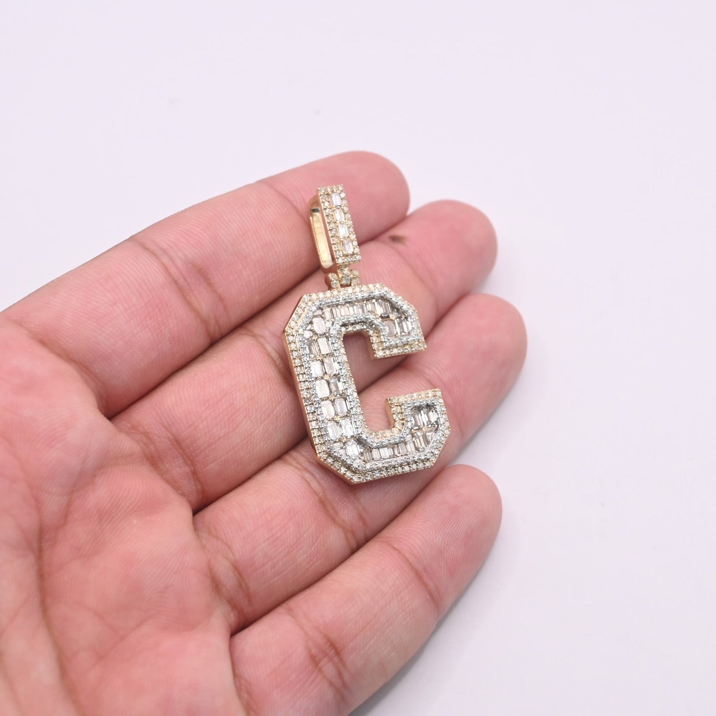 10K Gold Diamond Letter C Pendant