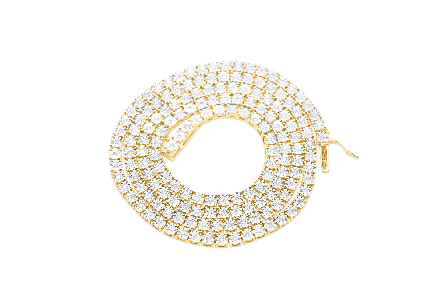 7mm 10K Tennis Gold Diamond Link Necklace