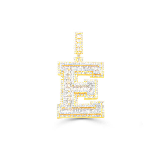 10K Gold Diamond Letter E Pendant