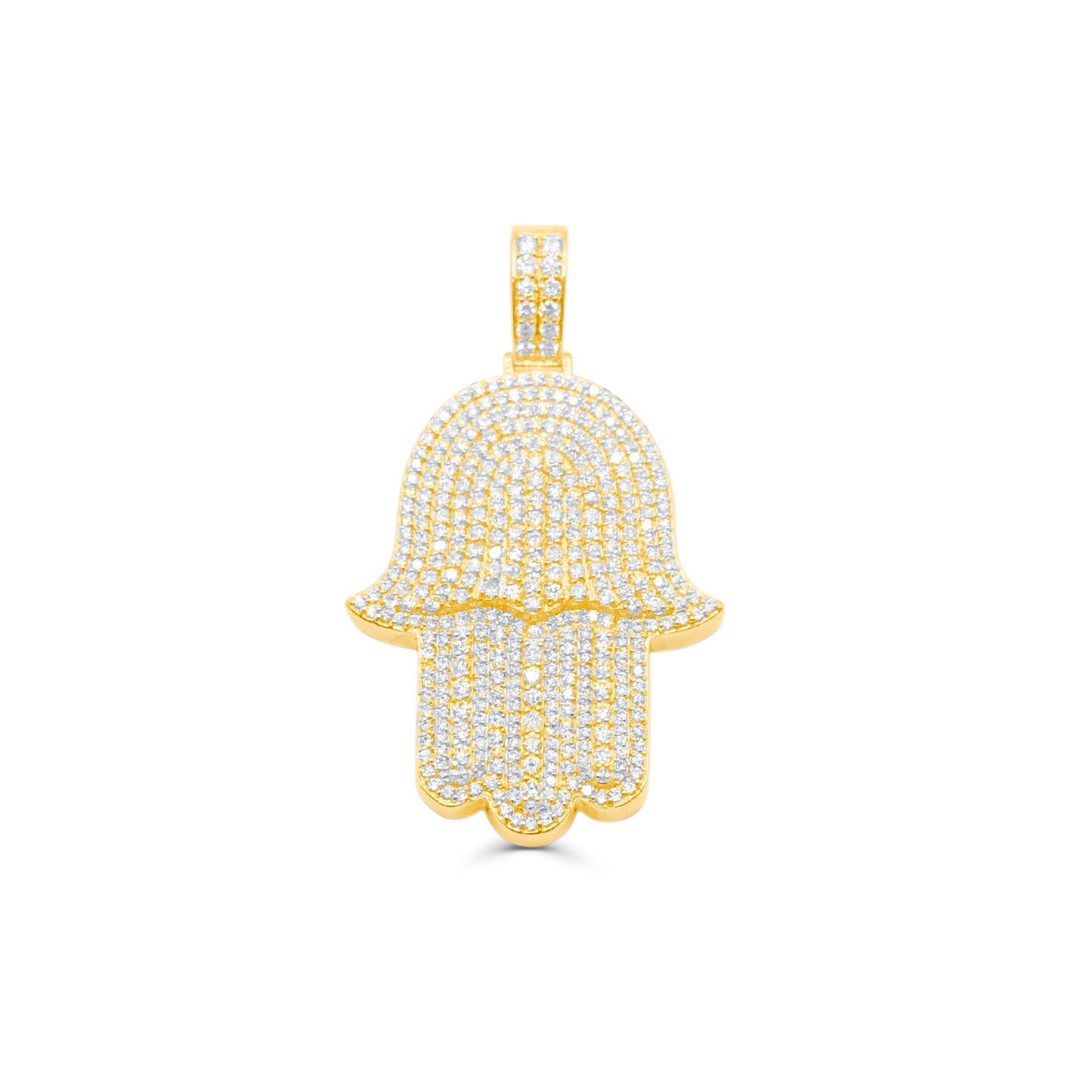 10K Gold Diamond Hamsa Pendant 6CT