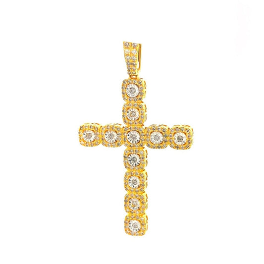10K Yellow Gold Diamond Cross Pendant For Men