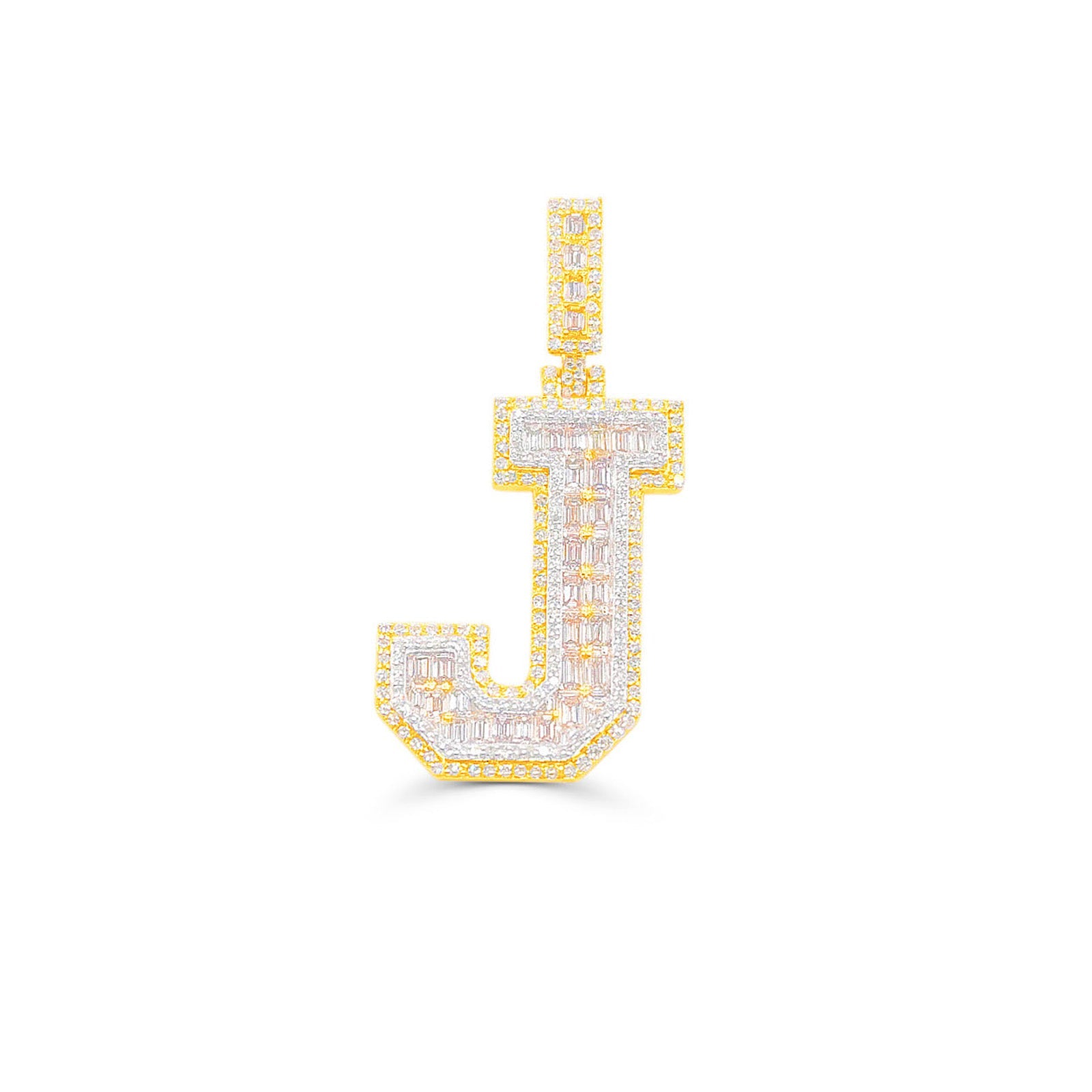 10K Gold Diamond Letter J Pendant