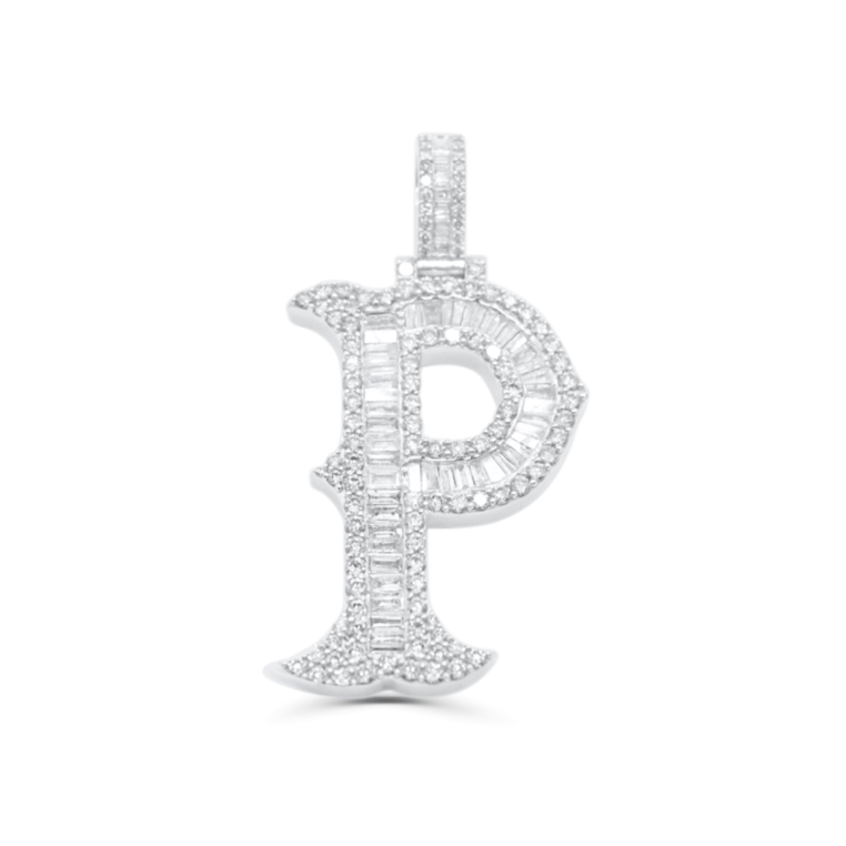10K Gold Diamond Letter P Pendant 7.00CT