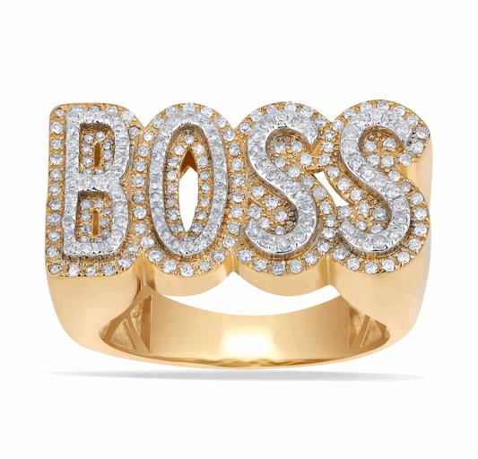 10K Gold Diamond Boss Men's Ring 0.33CT