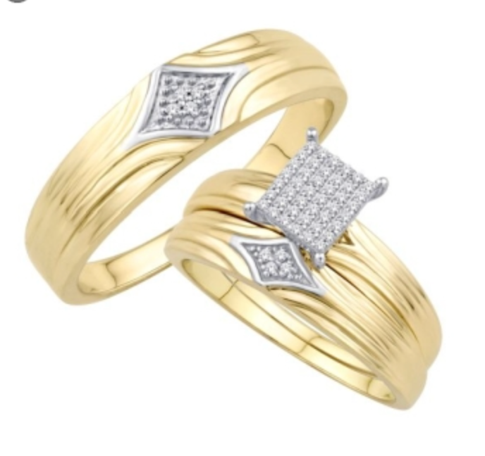 10K Trio Bridal Set 0.10CTW