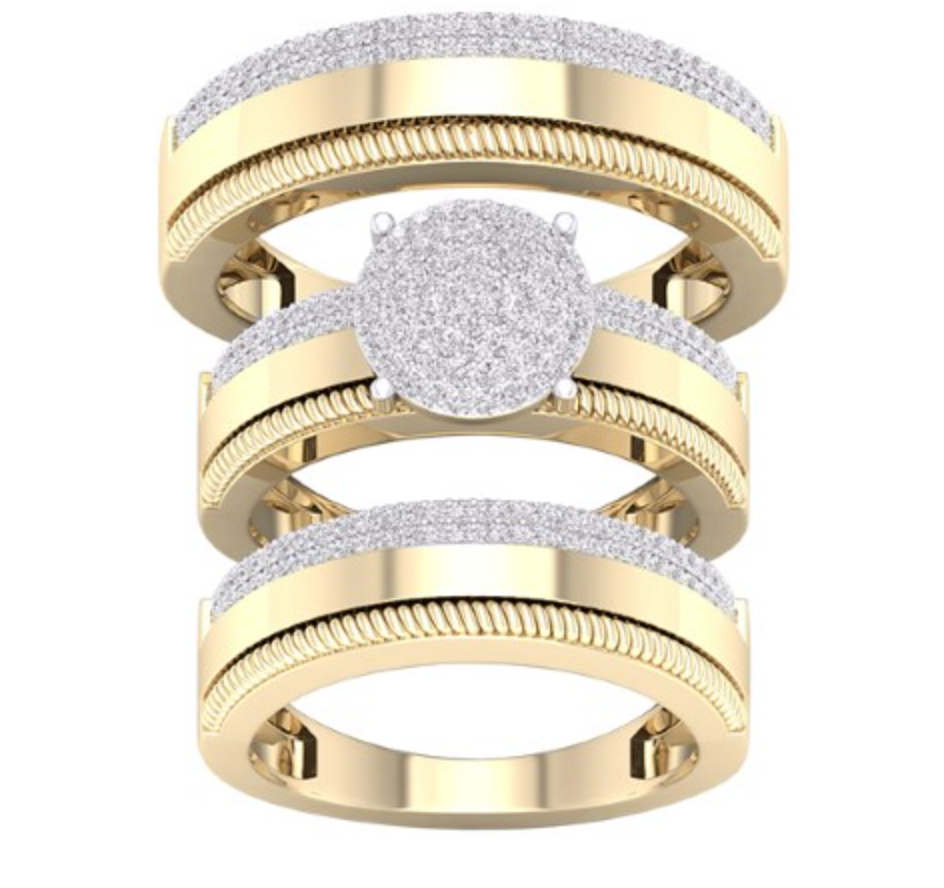 10K Trio Bridal Set 0.60CTW