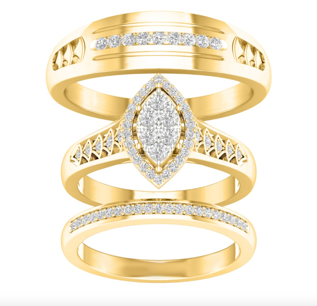10K Trio Bridal Set 0.33CTW