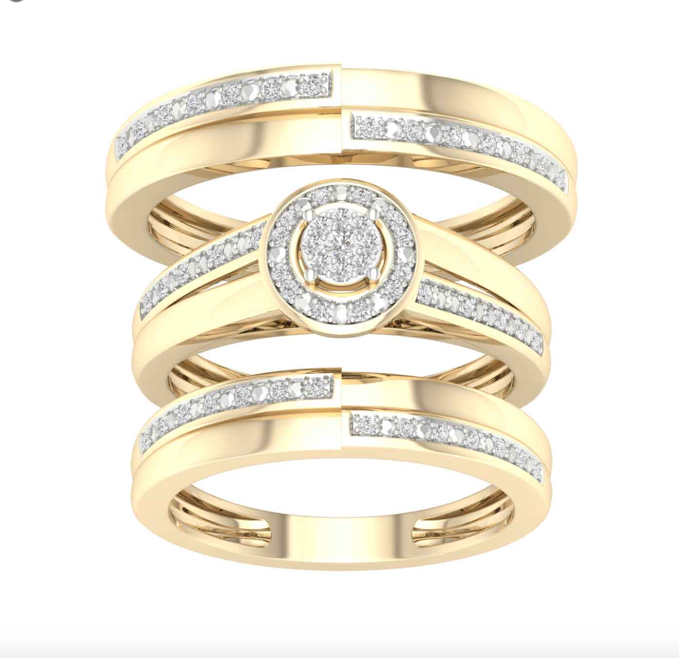 10K Trio Bridal Set 0.15CTW