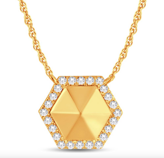 14K Gold Diamond Pendant with Chain 0.13CTW