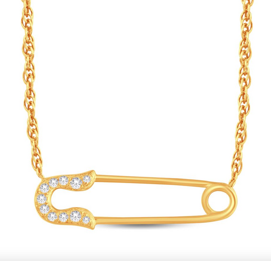 14K Gold Diamond Pendant with Chain 0.10CTW