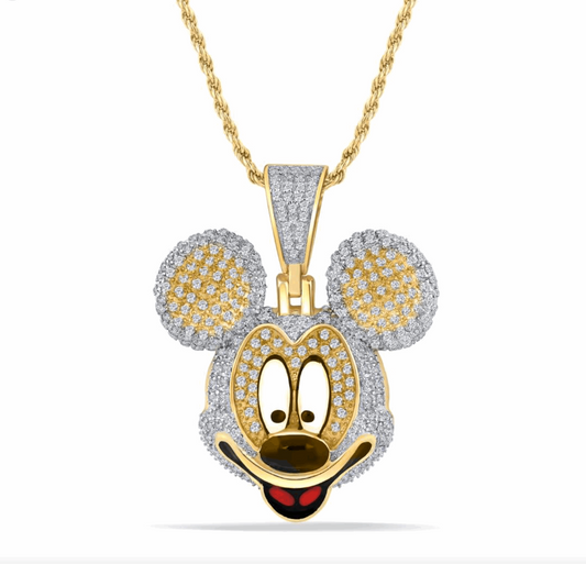 10K Gold Diamond Micky Mouse Pendant 0.86CT