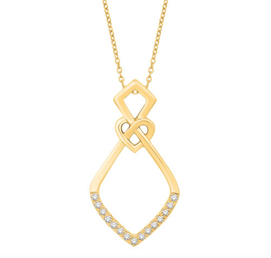 14K Gold Diamond Pendant with Chain 0.12CT