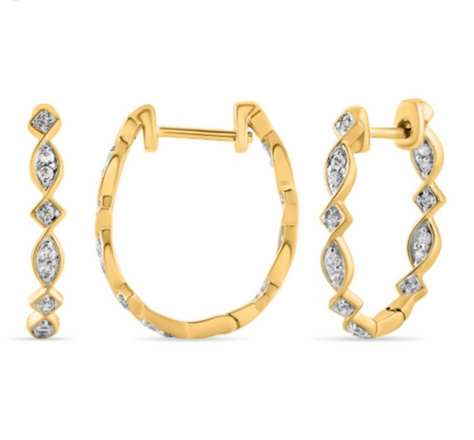 10K Gold Diamond Hoop Earring