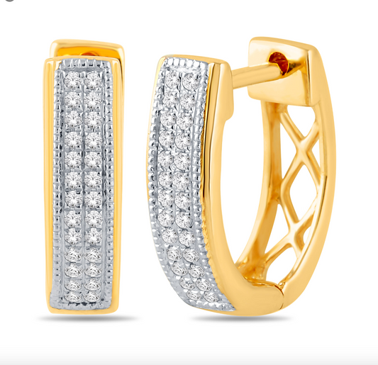 10K Yellow Gold Hoop Diamond Earring