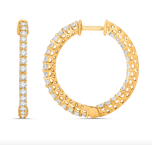 14K Gold Diamond Hoop Earring