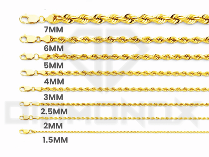 2.5mm 10K Solid Rope Chain