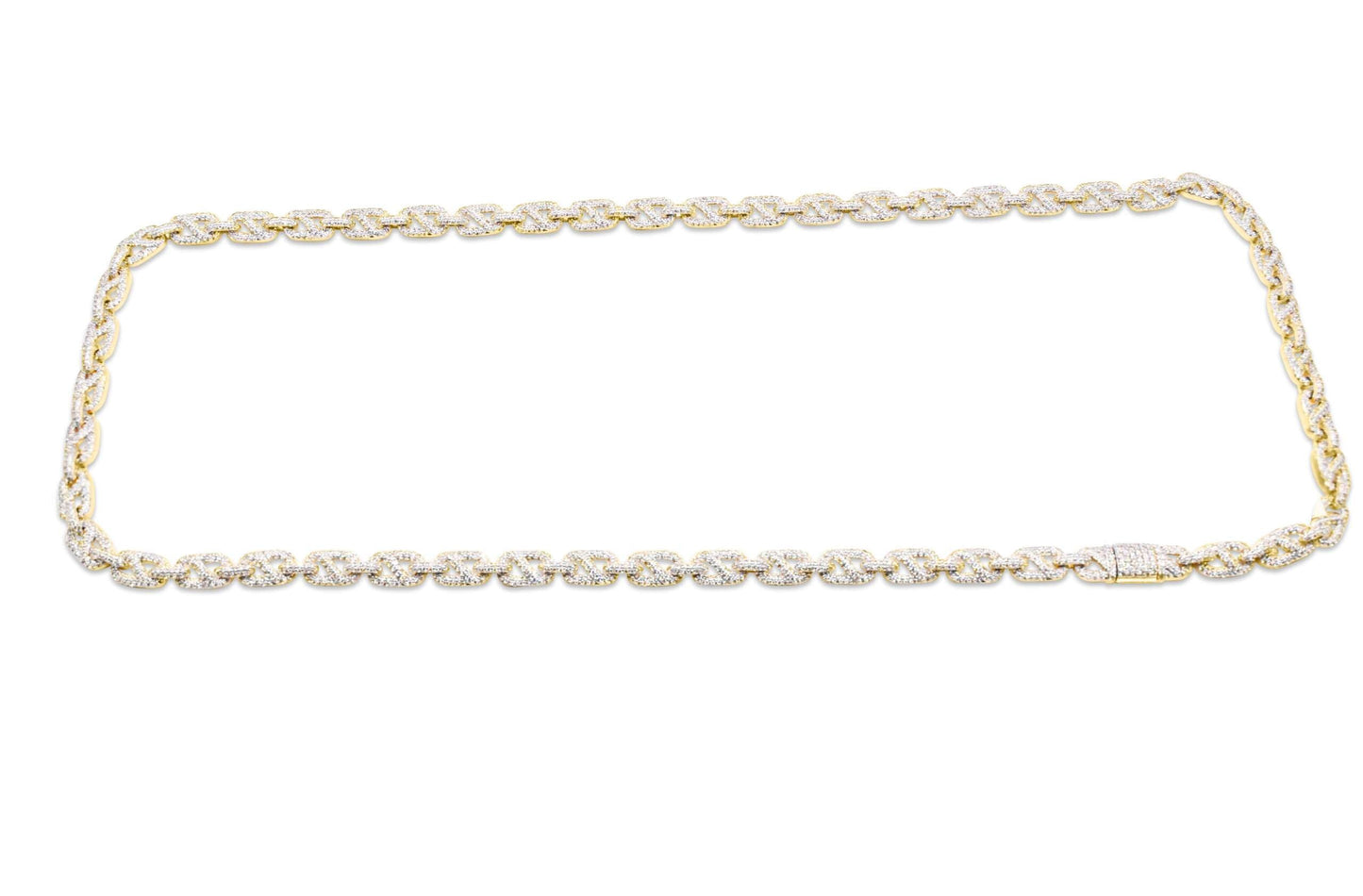 6mm 10K Iced Out Gold Diamond Chain 11.50CT