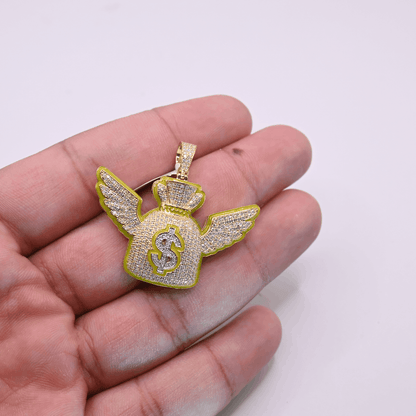 10K Yellow Gold Diamond Pendant for Men 1.63CT
