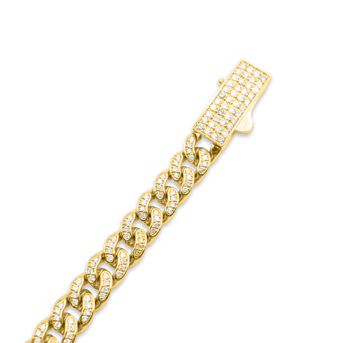 8.5mm 14K Diamond Cuban Curb Chain Bracelet