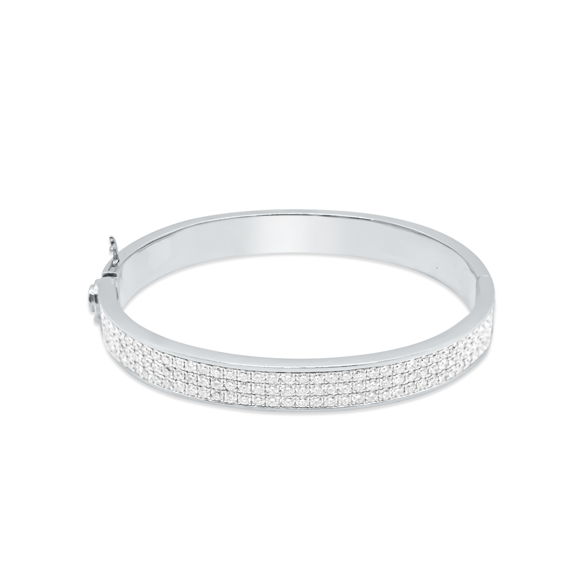 8.5mm 14K White Gold Diamond Bangle