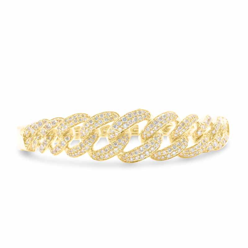 15mm 10K Iced Gold Diamond Bangle 4.00CT