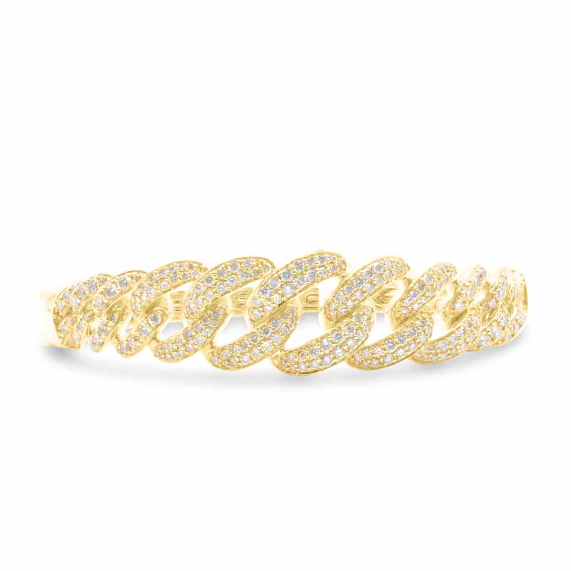 15mm 10K Iced Gold Diamond Bangle 4.00CT