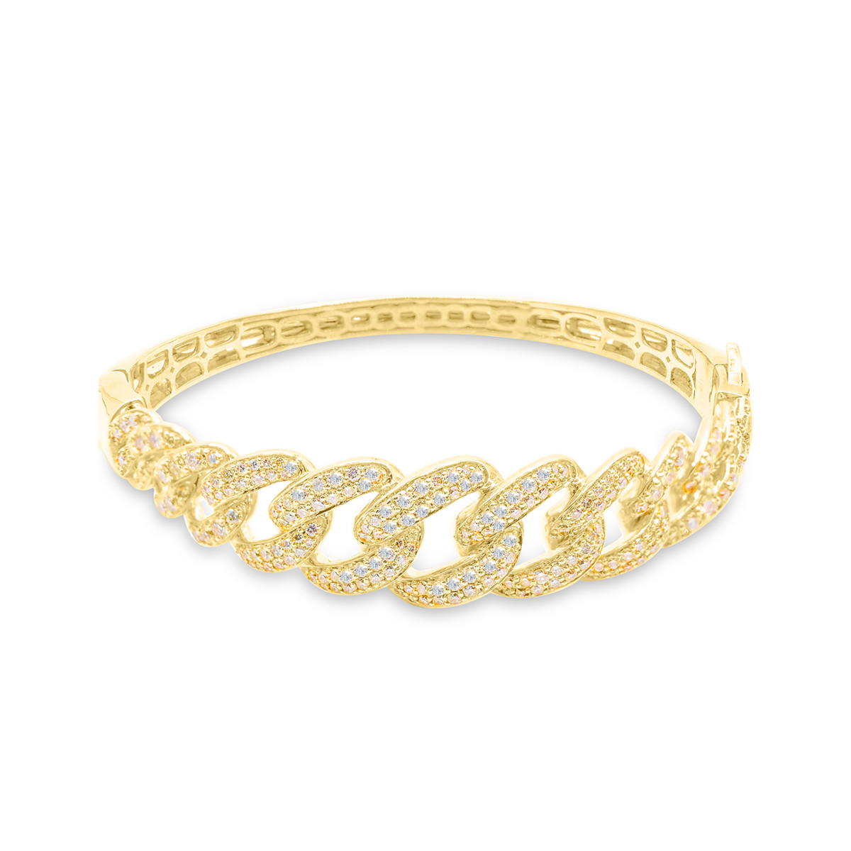 15mm 10K Iced Gold Diamond Bangle 4.00CT