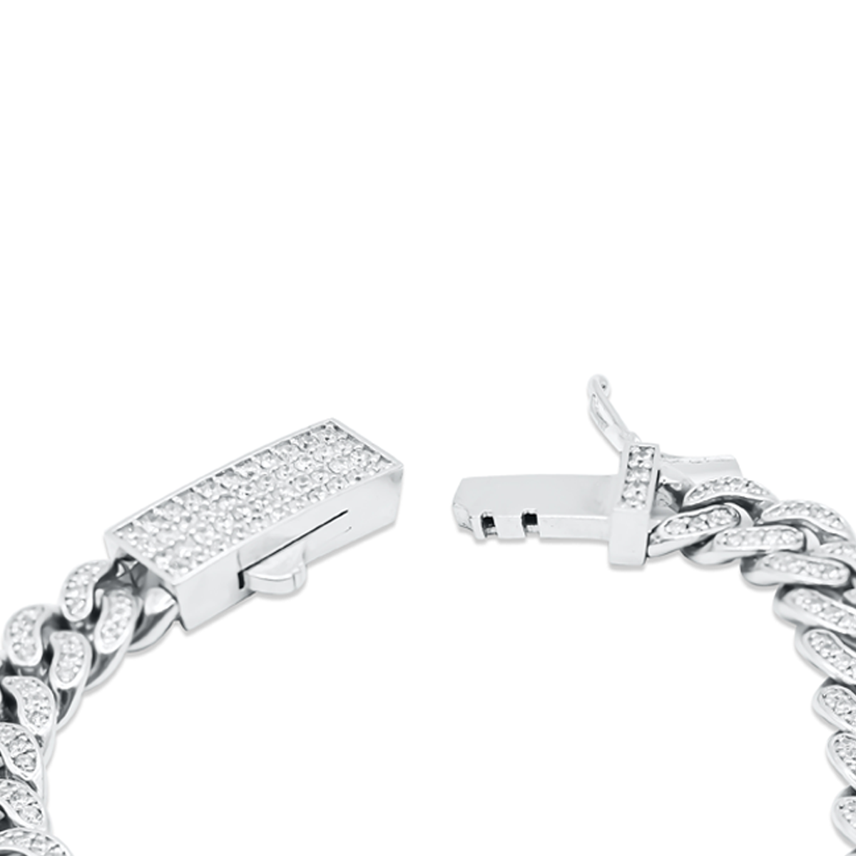 8.5mm 14K White Gold Cuban Bracelet 3.50CT