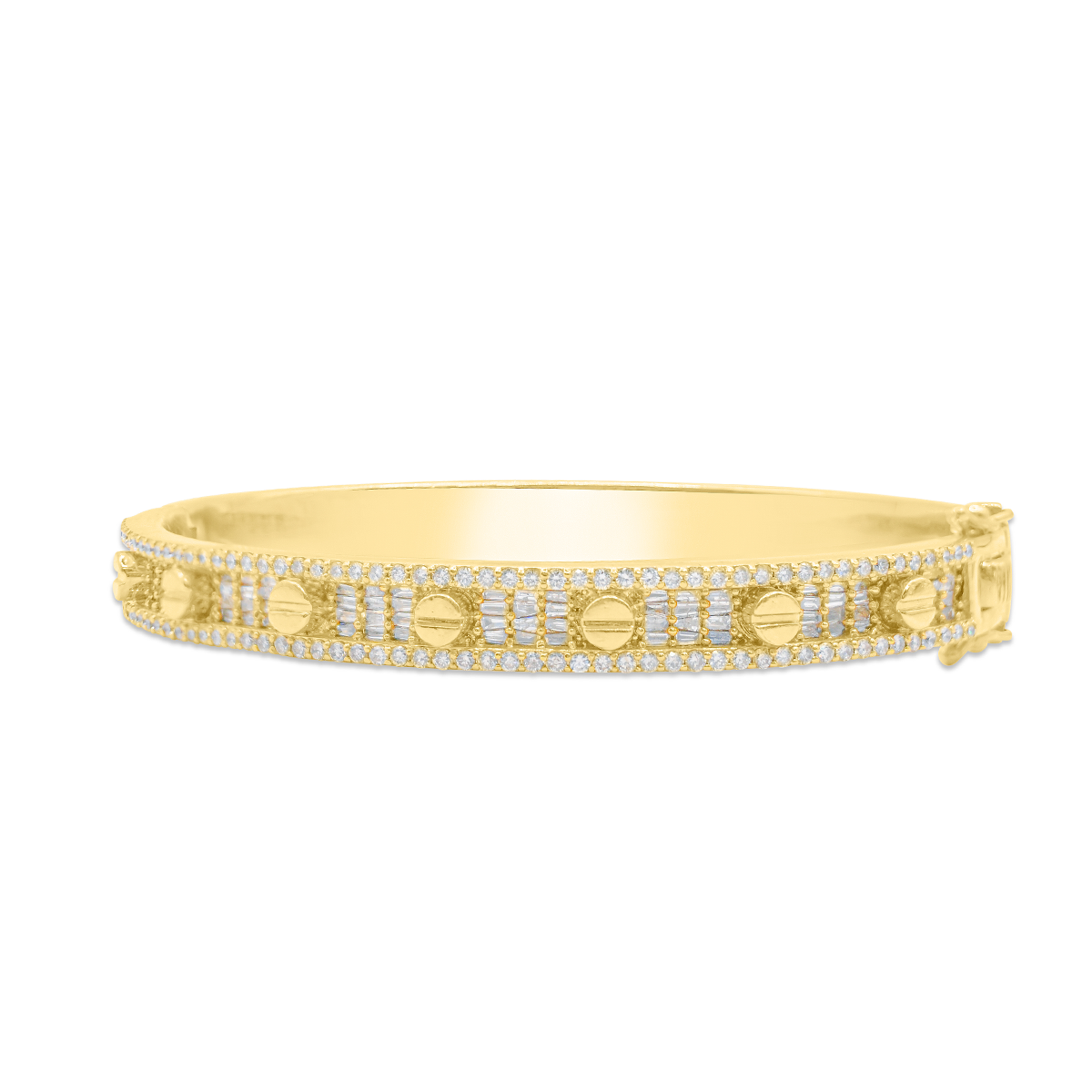 7.5mm 10K Diamond Paved Gold Bangle