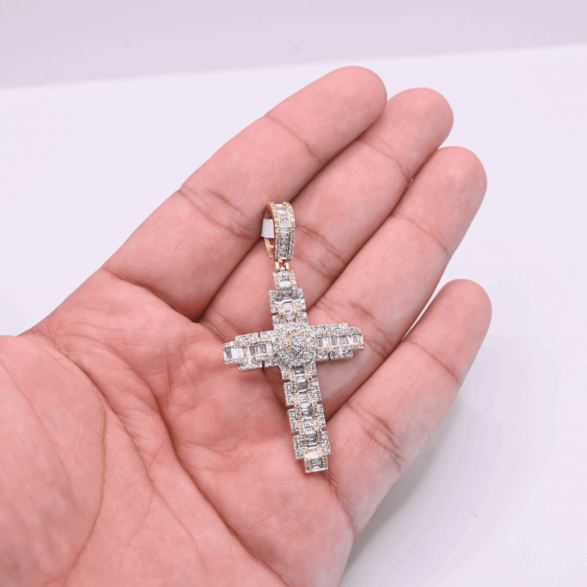 10K Cross Gold Diamond Pendant