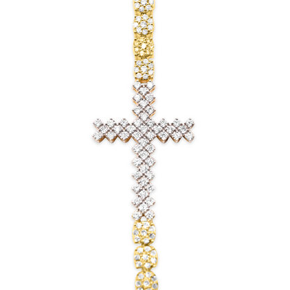 4.5mm 10k Cross Gold Diamond Bracelet