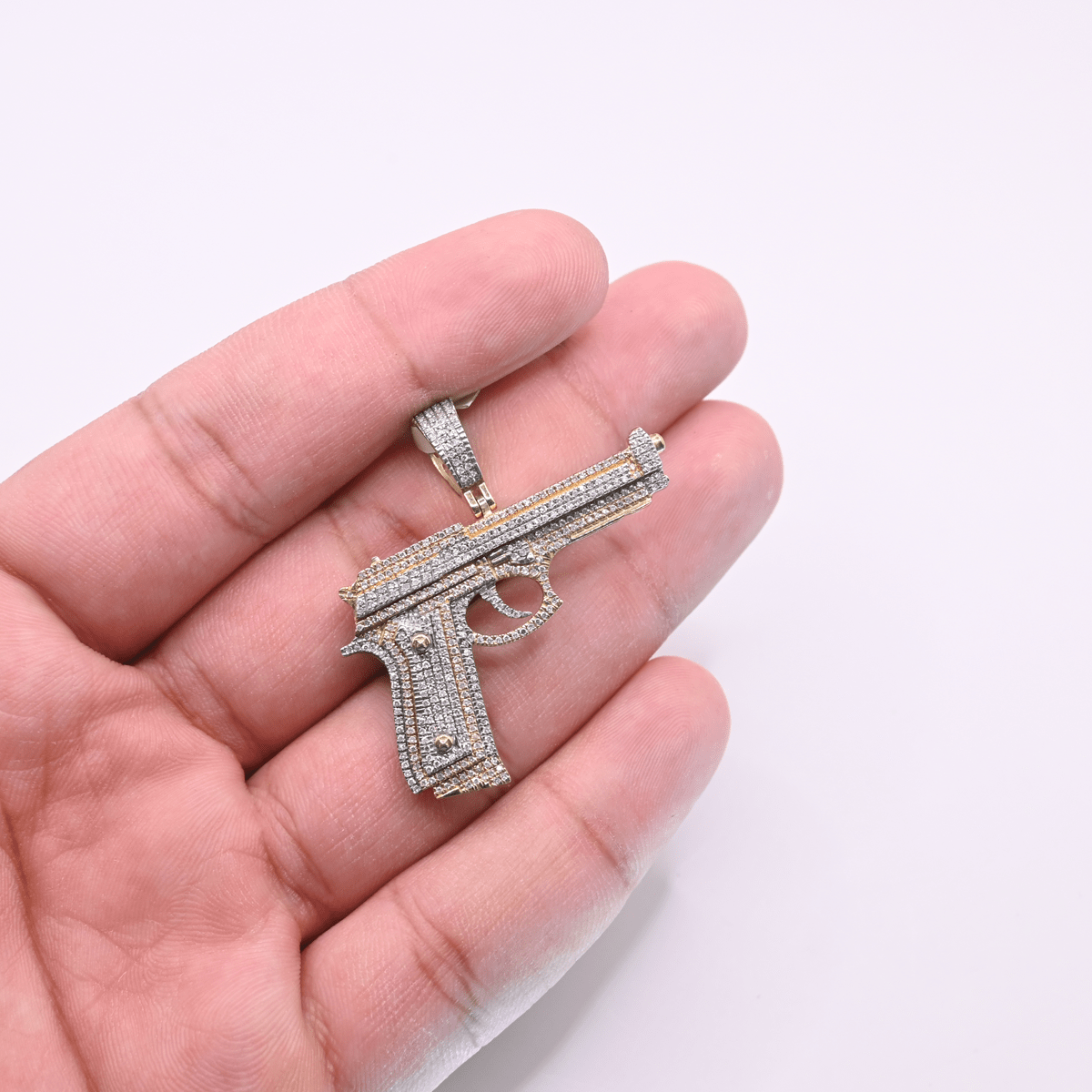 10K Yellow Gold Diamond Pendant for Men 0.80CT