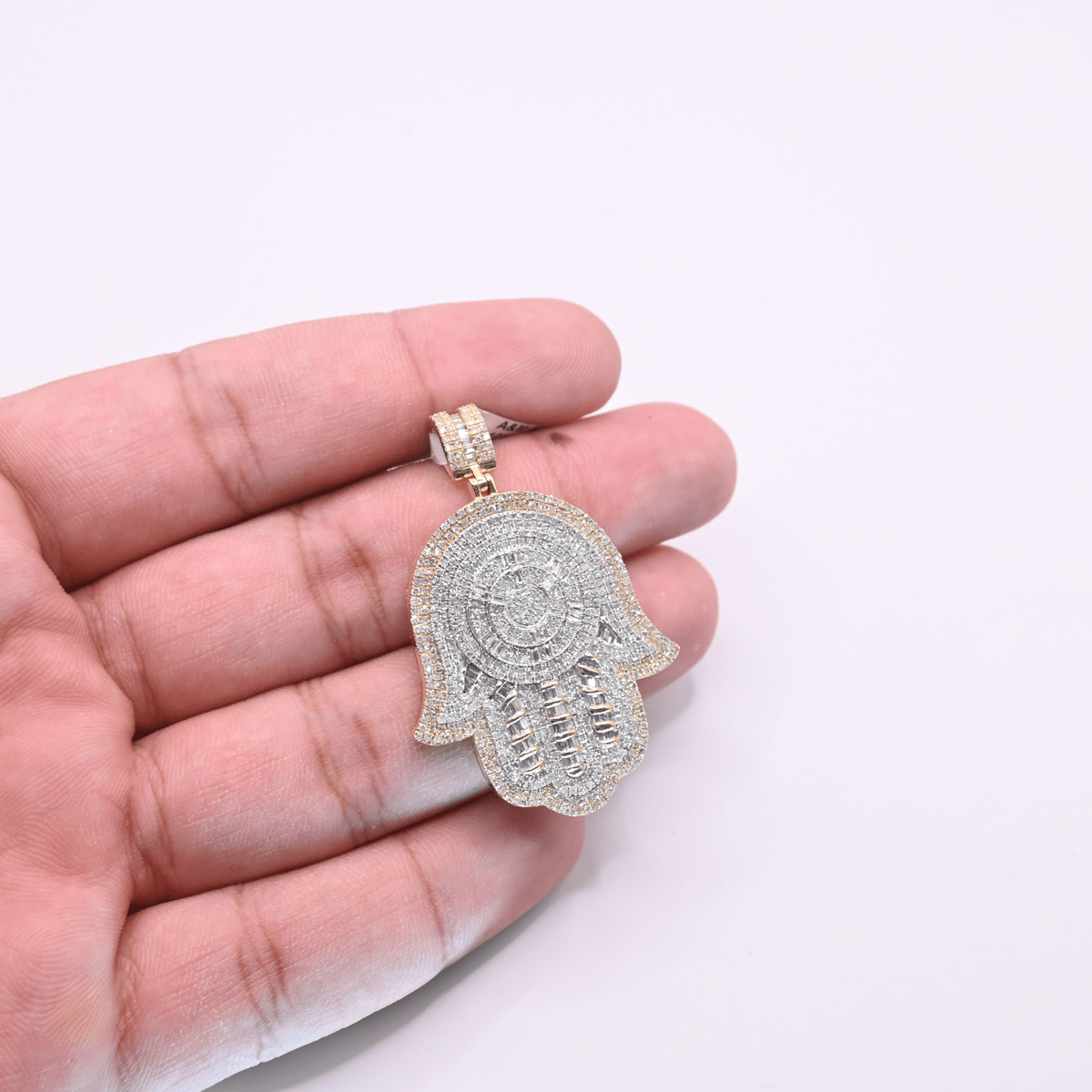 10K Gold Diamond Hamsa Pendant 3.00CT