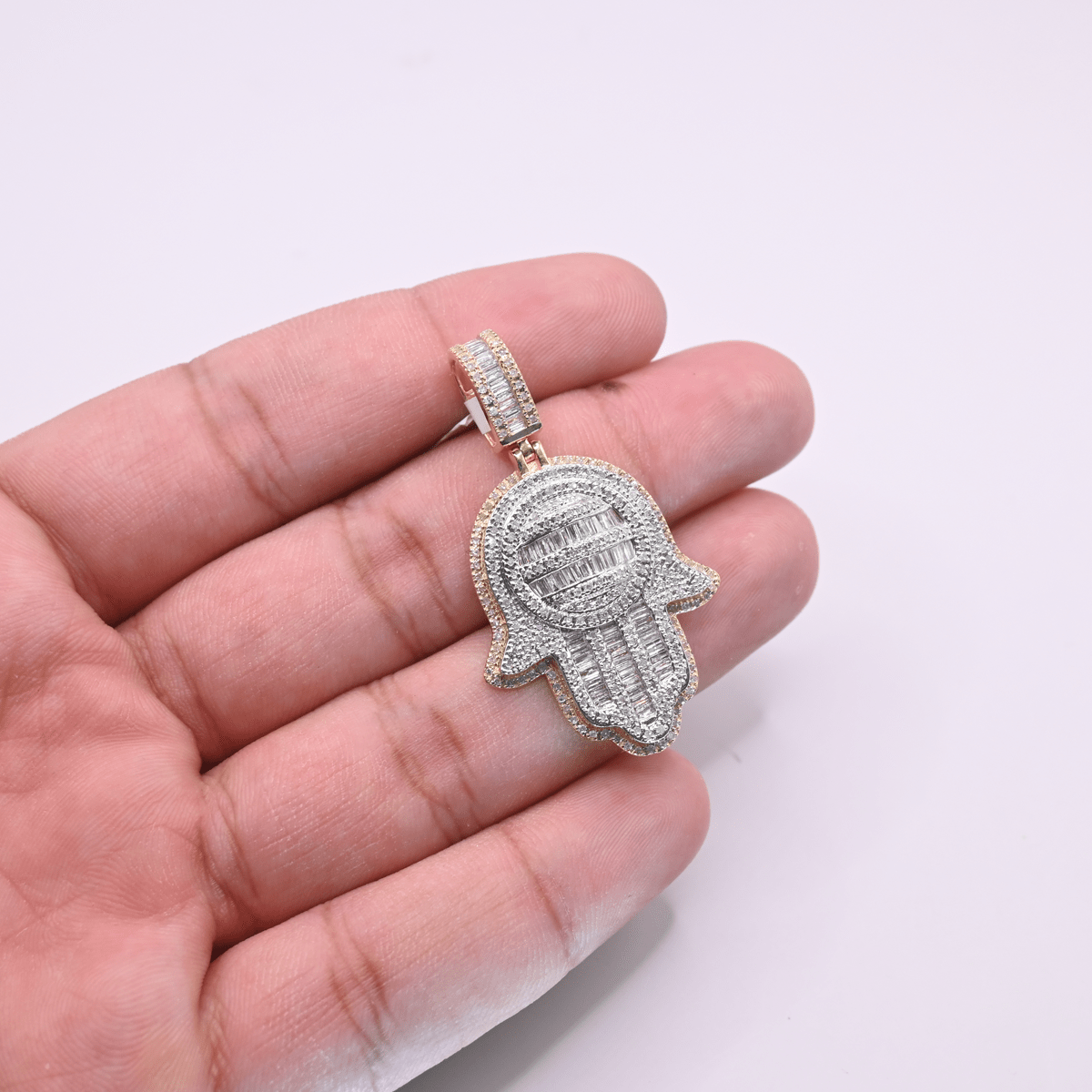 10K Gold Diamond Hamsa Pendant 1.25CT