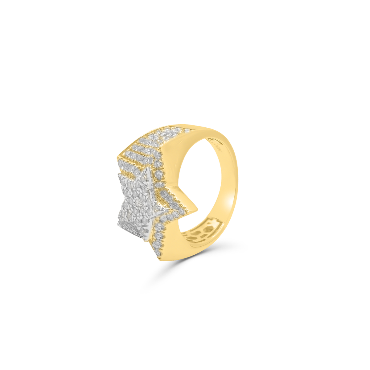 10K Gold Diamond Star Men's Ring 2.00 CT