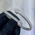 Heart Snap Bangle [3.75CTW Moissanites] Baguette & Round 925 Sterling Silver