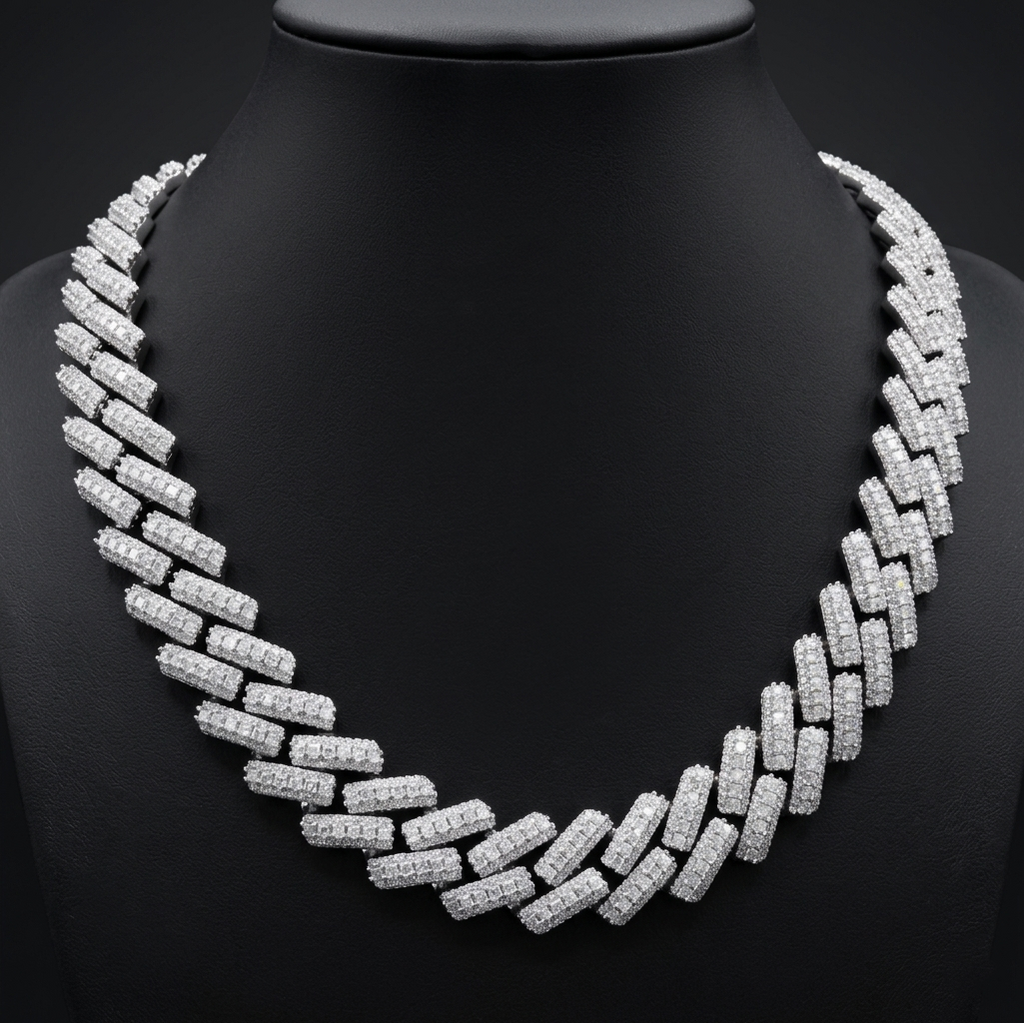 Iced Out Cuban Link Moissanite Necklace [36.68CTW] in 925 Sterling Silver