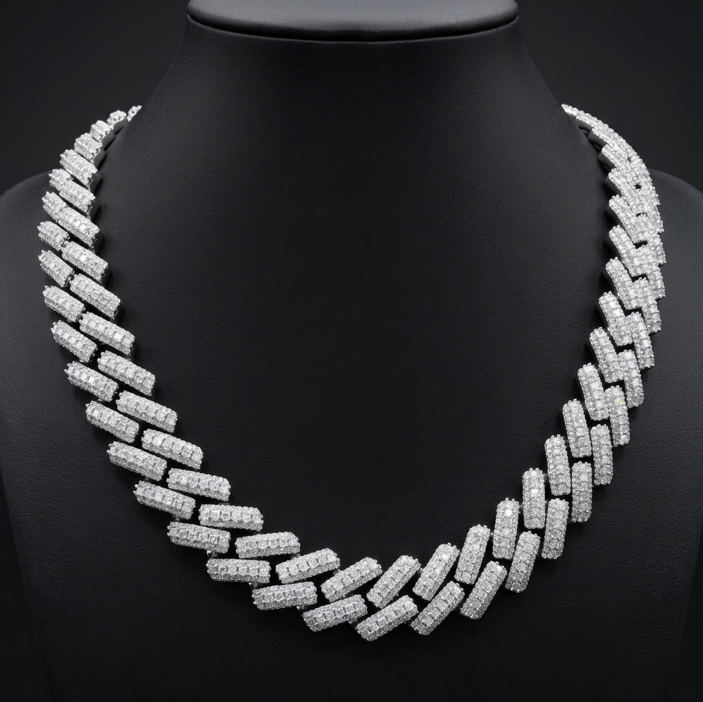 Iced Out Cuban Link Moissanite Necklace [36.68CTW] in 925 Sterling Silver