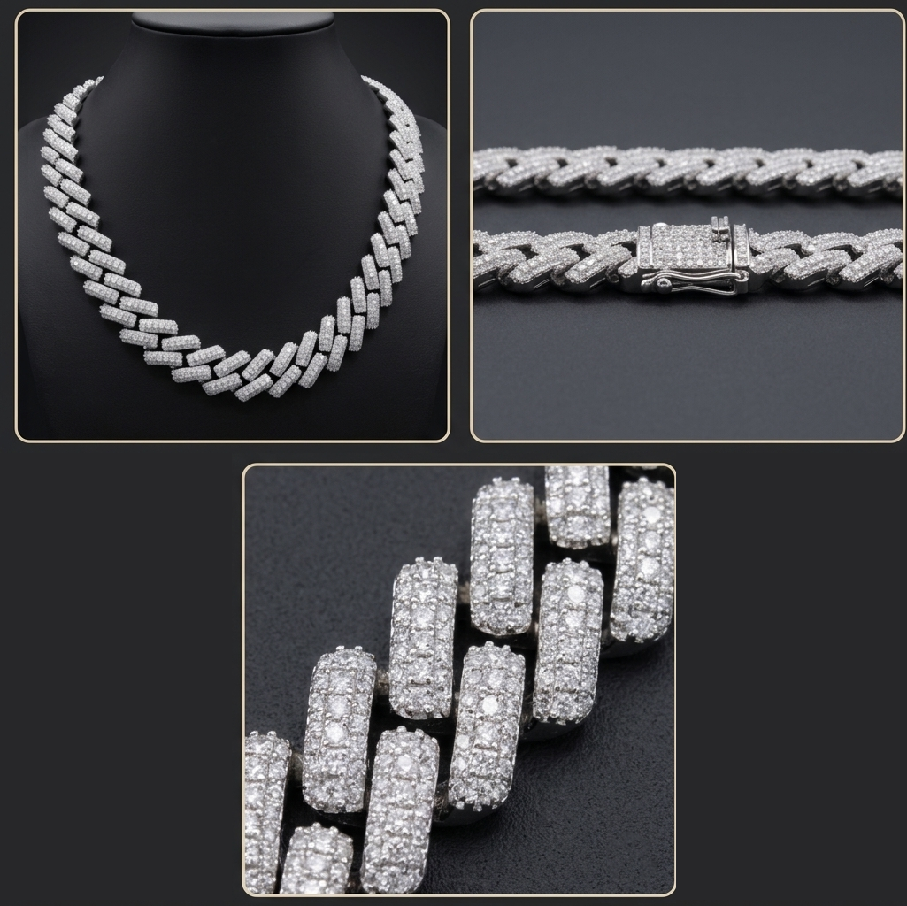 Iced Out Cuban Link Moissanite Necklace [36.68CTW] in 925 Sterling Silver