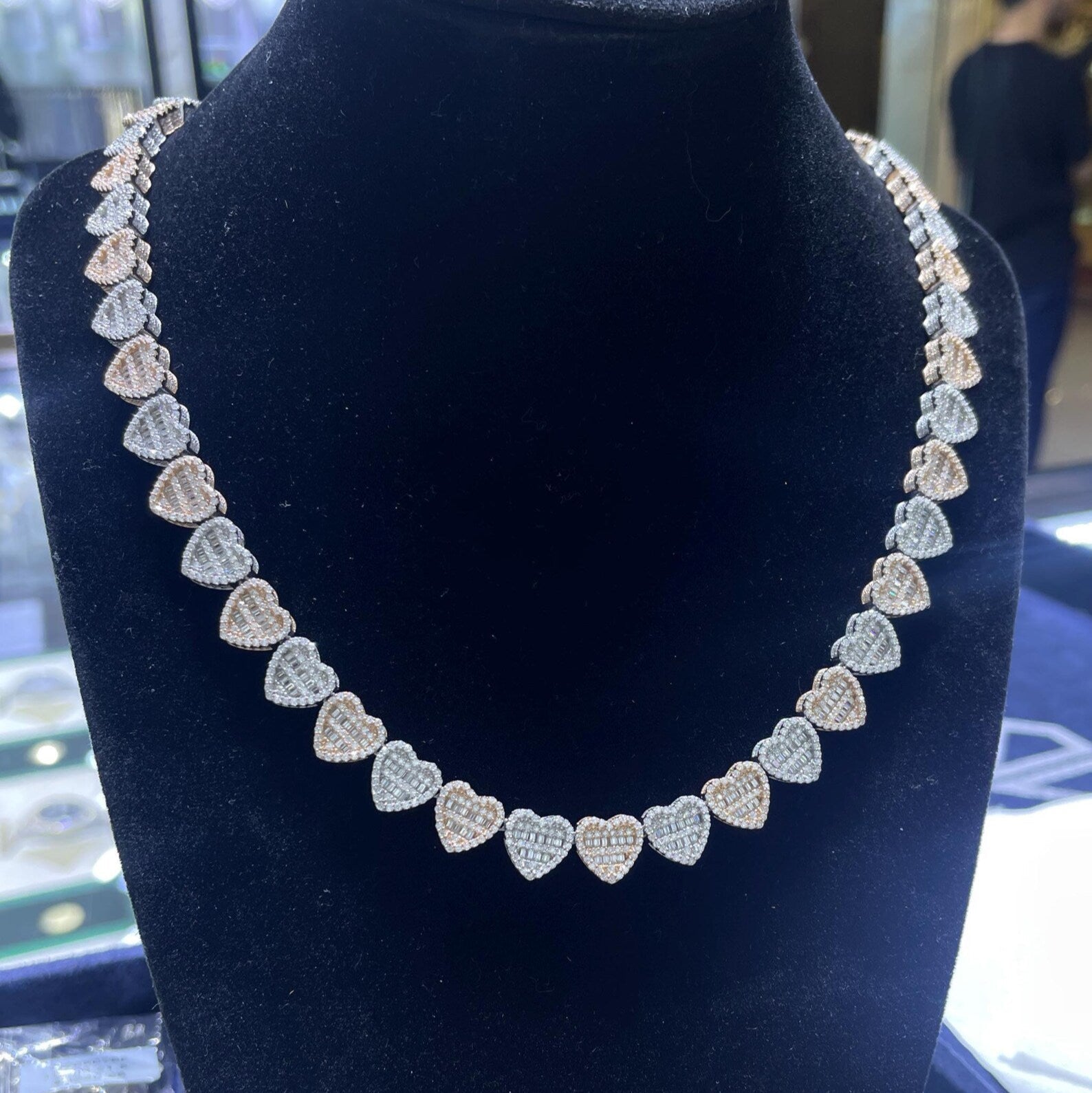 Two Tone Heart Moissanite Necklace [26.57CTW] in 925 Sterling Silver