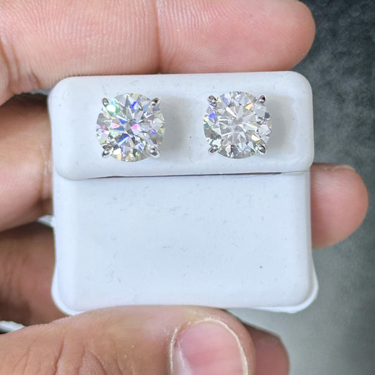 7.33 CTW Moissanite Big Solitaire Stud Earrings 925 Sterling Silver